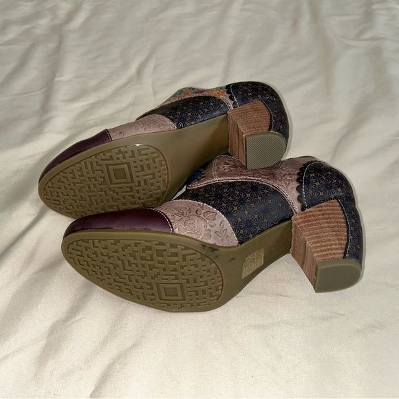 L'ATISTE Adel Vice Fleur Heeled Oxfords Dark Plum - Picture 7 of 11